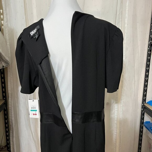 DKNY Womens Faux Wrap Polyester Sheath Dress Sz 2 in Black - Picture 5 of 11